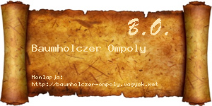 Baumholczer Ompoly névjegykártya
